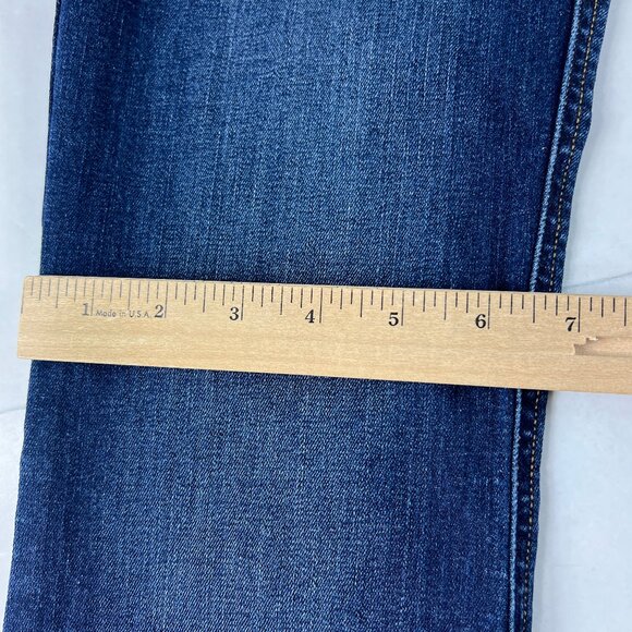 Spanx Jean Women 29x32* Pull On Flare High Rise Blue Stretch Denim Tag M #20327R - Picture 13 of 16